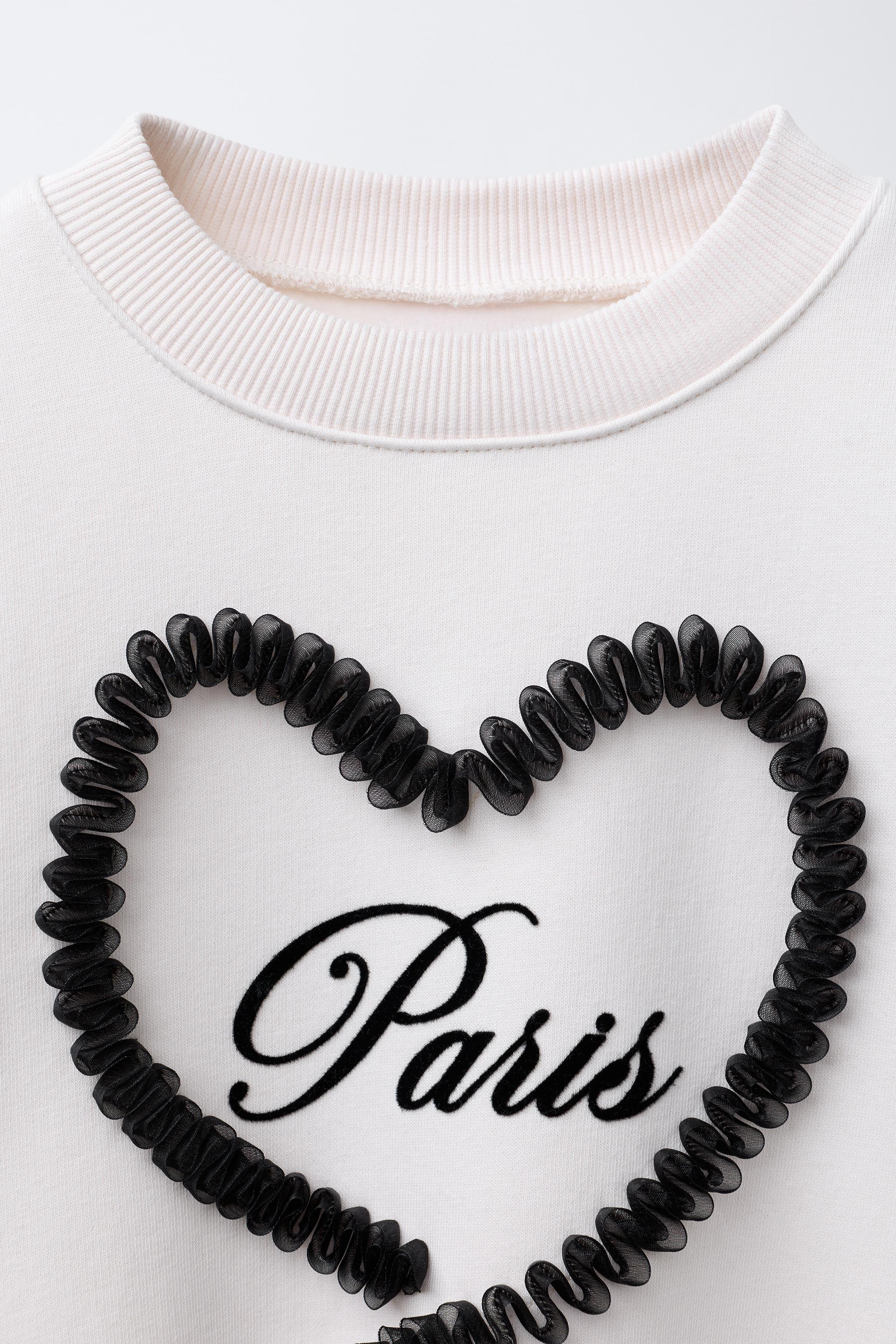 FLOCKED TULLE TEXT SWEATSHIRT